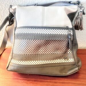 The Sak Iris Pebbled Lether Woven Metallic Hobo Crossbody Shoulder Bag
